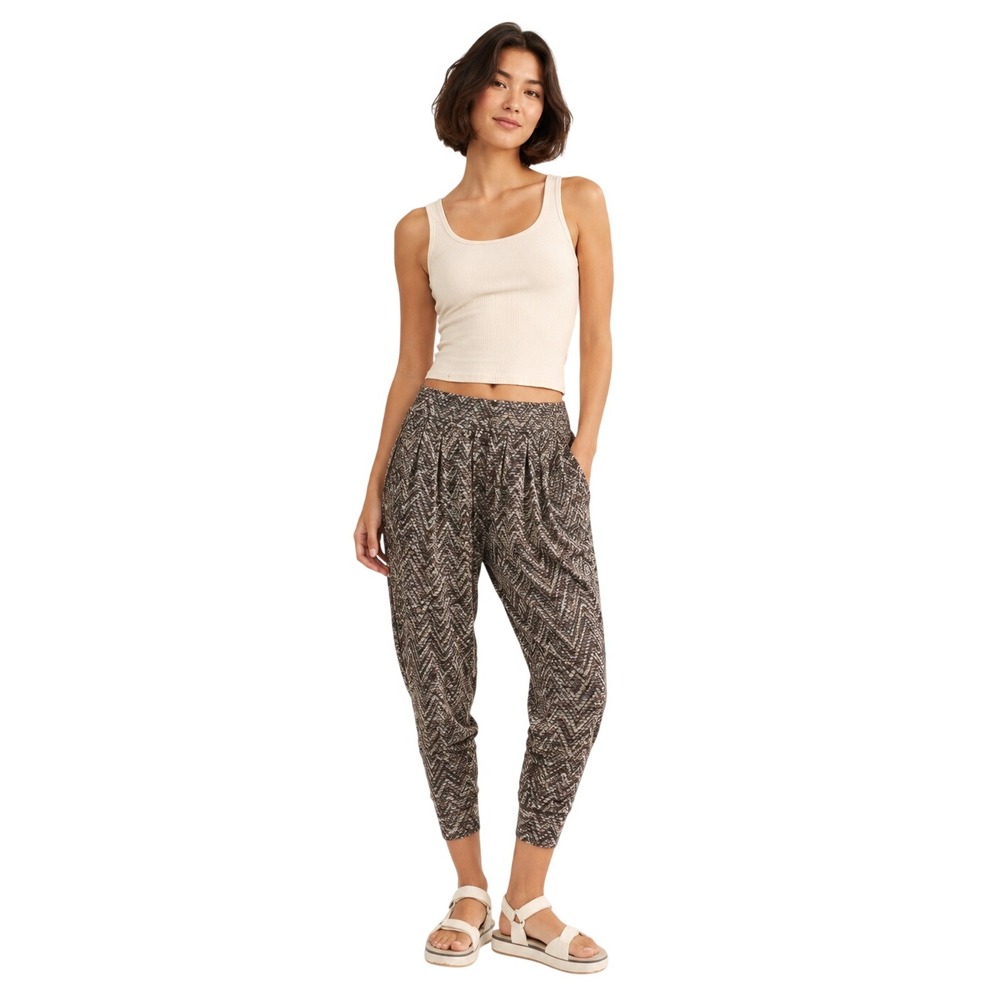 Free People Harlow Harem Jogger Pants Chevron Print Tapered Boho Size S